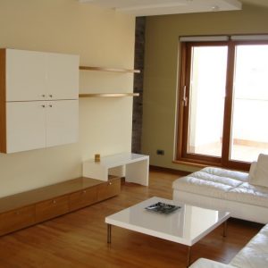 Dnevna soba, kombinacija bojenog i furniranog medijapana